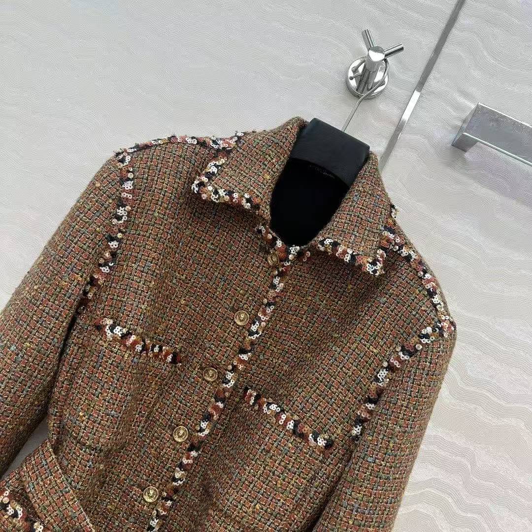 CC 25SS Vintage lace up tweed jacket