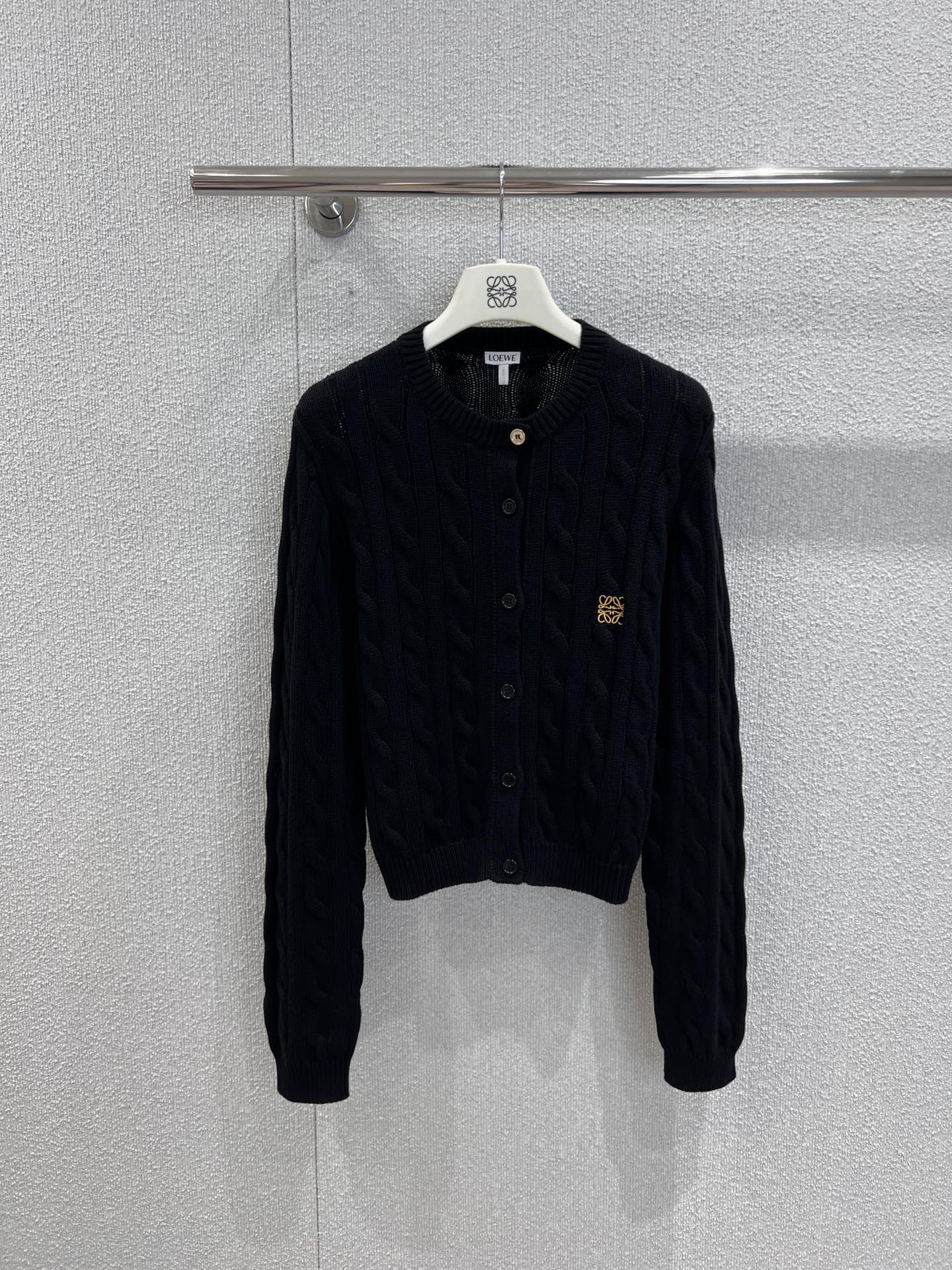 LEW 25SS Embroidered Fried Dough Twists knit cardigan