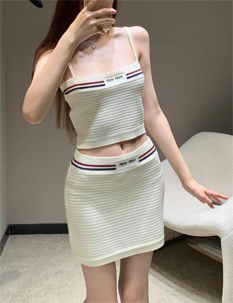 MIU25SS striped jersey camisole tank top