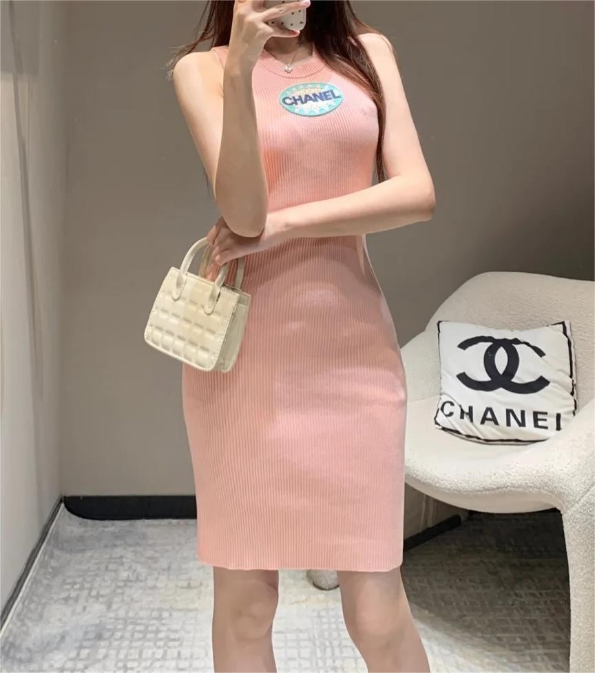 CHANE monogrammed embroidered jersey dress