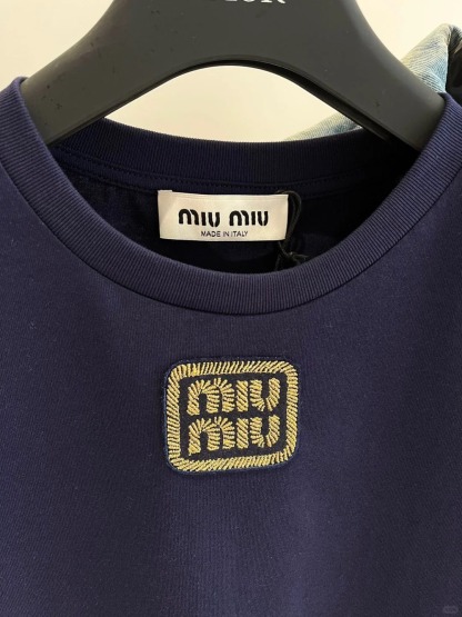 MIU25SS round neck minimalist logo T-shirt