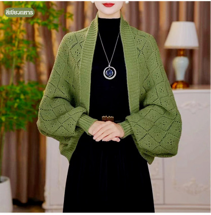 【เสื้อใส่ได้หลายสไตล์】เสื้อคลุมถักลายตารางแบบบสวมได้หลายแบบ แมตช์ง่าย