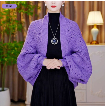 【เสื้อใส่ได้หลายสไตล์】เสื้อคลุมถักลายตารางแบบบสวมได้หลายแบบ แมตช์ง่าย