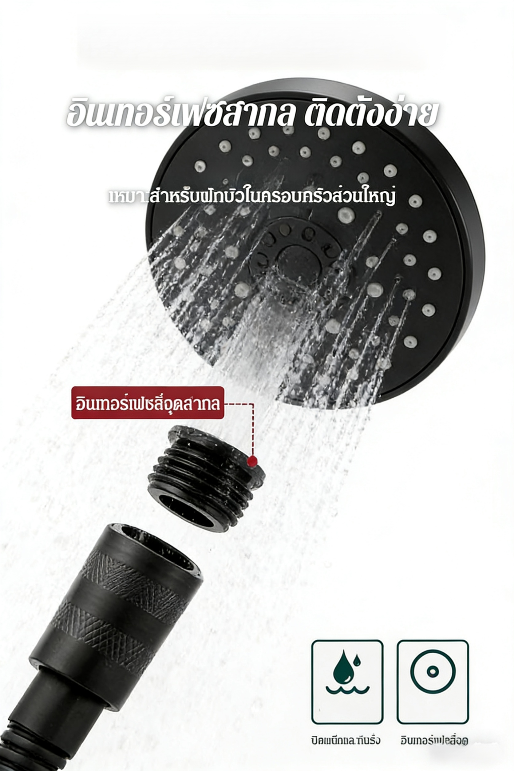 【แรงดันสูงประหยัดน้ำ 50%】ฝักบัวอเนกประสงค์ 5 ระดับ