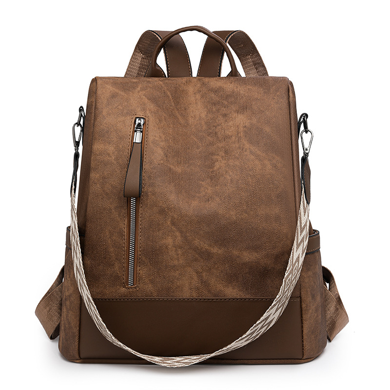 Versatile soft leather anti-theft backpack
