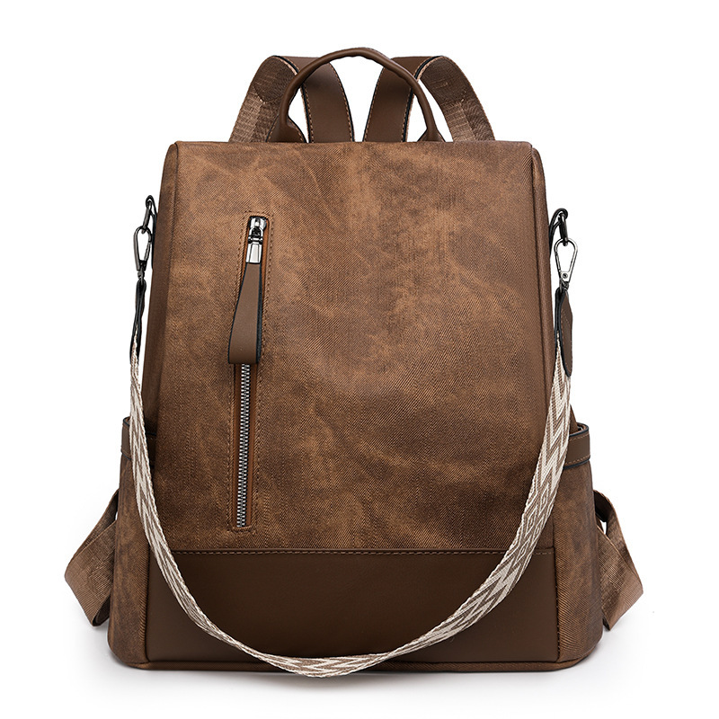 Versatile soft leather anti-theft backpack