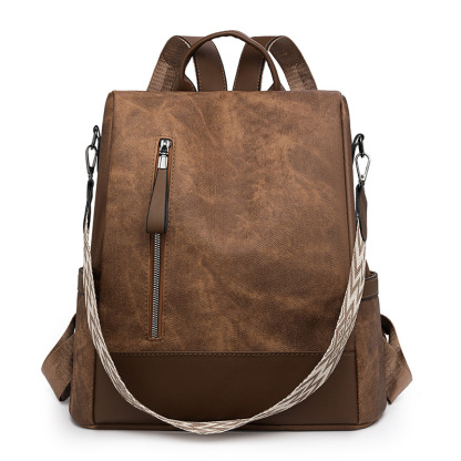 Versatile soft leather anti-theft backpack