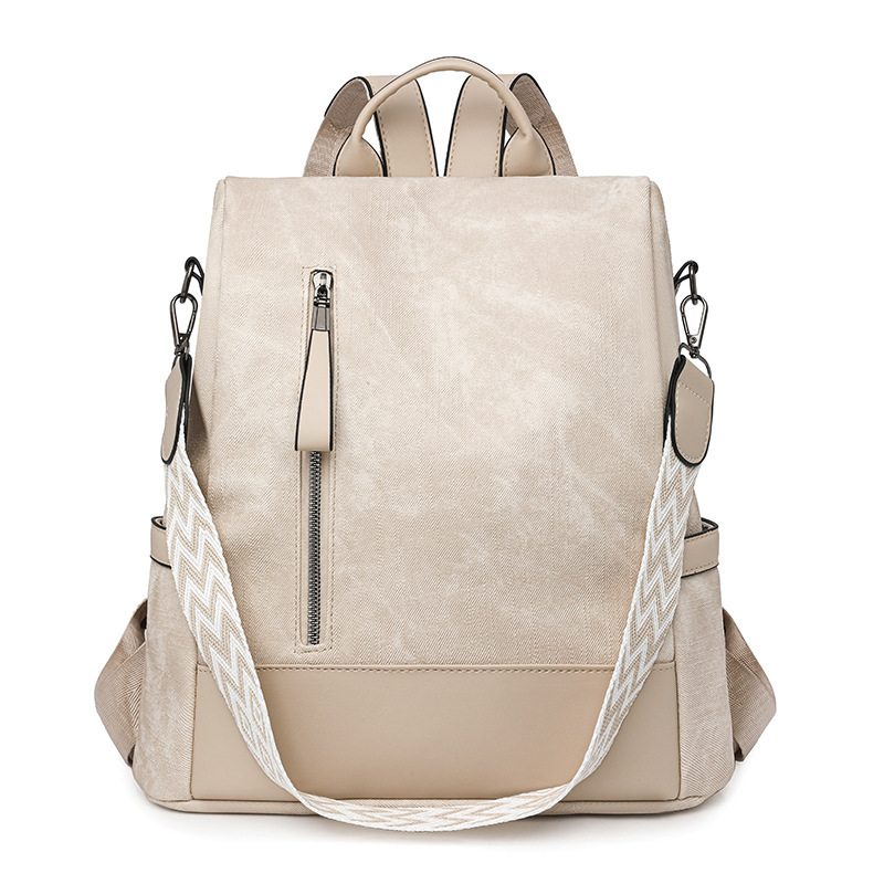 Versatile soft leather anti-theft backpack