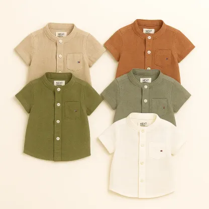 Boys / Girls Linen Cotton Shirts High Quality Shirts Kids ( Pack of 5 )