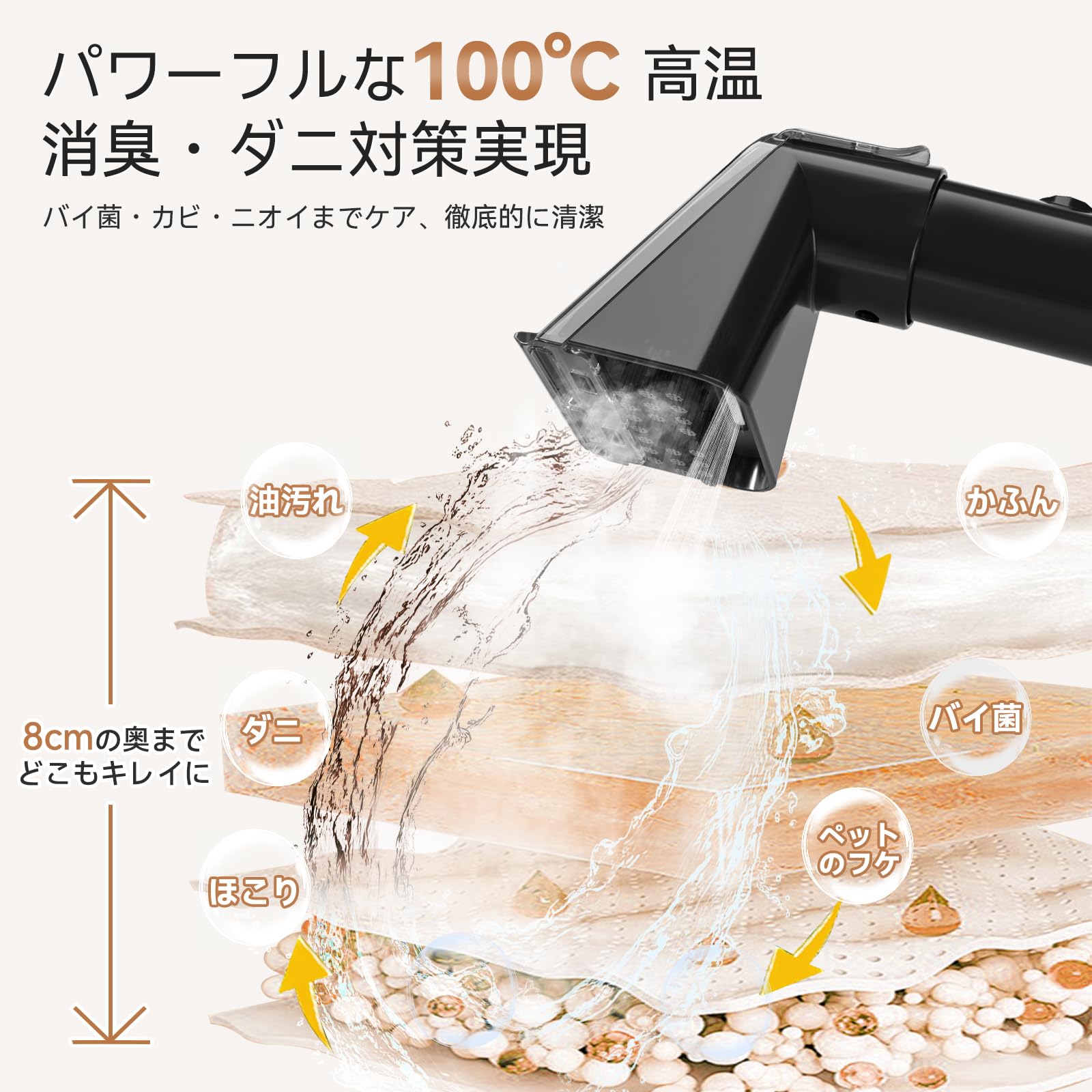 スチームクリーナー【日本チーム開発・業界初の収納設計・アップグレード版3000mlデュアルタンク】1台4役 音声ガイド 19000Pa超強吸引力 カーペットクリーナー 100℃高温スチーム 自動洗浄機能 360度回転キャスター付き 静音 PSE認証済み カーペット洗浄機 布洗浄機 染み抜き 絨毯クリーナー 水洗い 車用掃除機 乾湿両用 ソファ/ペットシート/マットレス/カーテン コンパクト収納