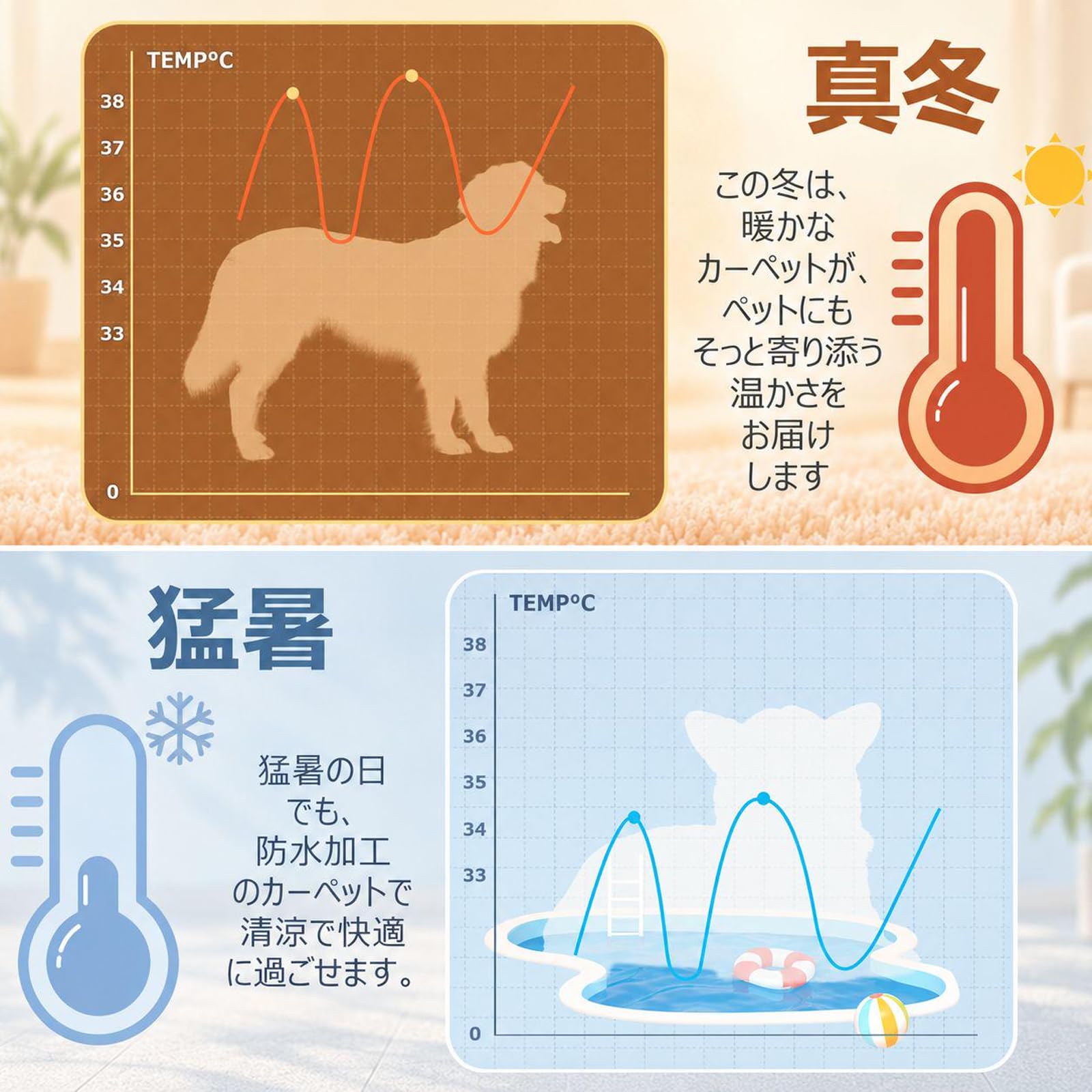 ペット用ホットカーペット【独自開発コントローラー・AI恒温センサー搭載・ペット専門家監修】45×45cm 小型犬・猫 ペットヒーター 30～60℃・1℃単位温度調節 14段階タイマー（1～12時間・1時間刻み/24時間/常時オン）自動電源オフ＆省エネ設計 前回設定記憶 恒温機能 PSE認証済み 過熱保護 防水 噛み防止 金属スパイラル管保護 カバー2枚洗濯可能 暖房器具 寒さ対策 日本語説明書