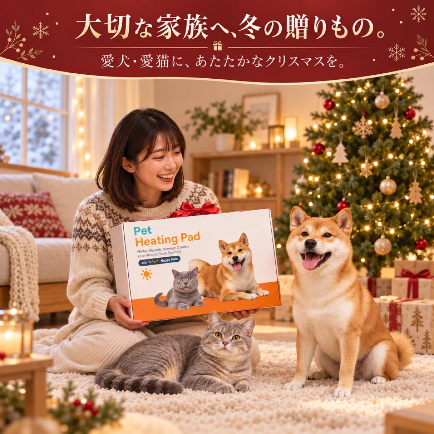 ペット用ホットカーペット【独自開発コントローラー・AI恒温センサー搭載・ペット専門家監修】45×45cm 小型犬・猫 ペットヒーター 30～60℃・1℃単位温度調節 14段階タイマー（1～12時間・1時間刻み/24時間/常時オン）自動電源オフ＆省エネ設計 前回設定記憶 恒温機能 PSE認証済み 過熱保護 防水 噛み防止 金属スパイラル管保護 カバー2枚洗濯可能 暖房器具 寒さ対策 日本語説明書