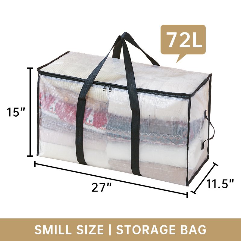Oversized Moving Bags with Reinforced Handles Heavy-Duty Storage Tote for Blanket Bedding Clear Clot