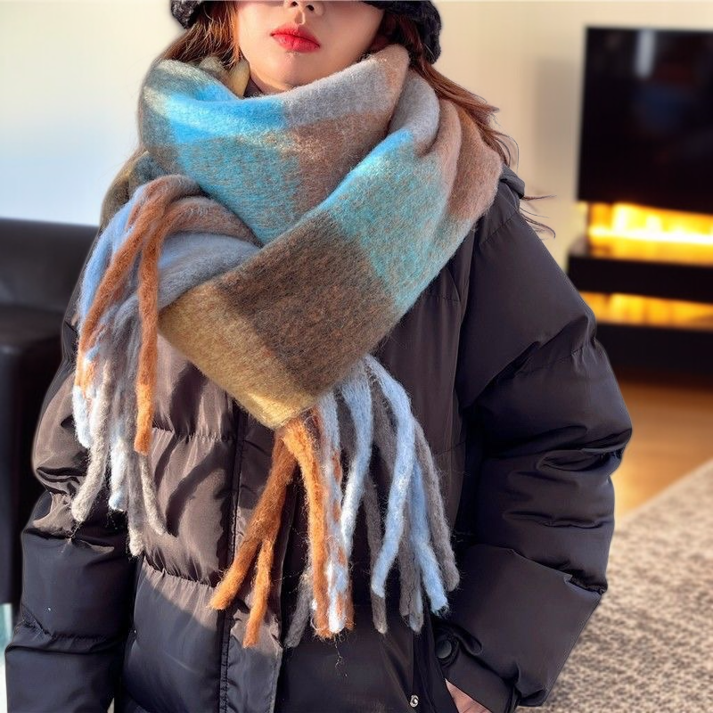 冬のモノクロの豪華な厚手の快適なスタイルの暖かいスカーフ