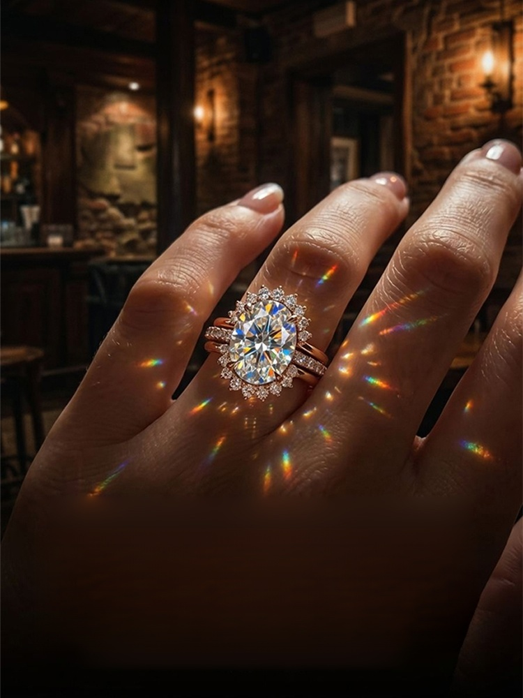 太陽花排鑽女戒指