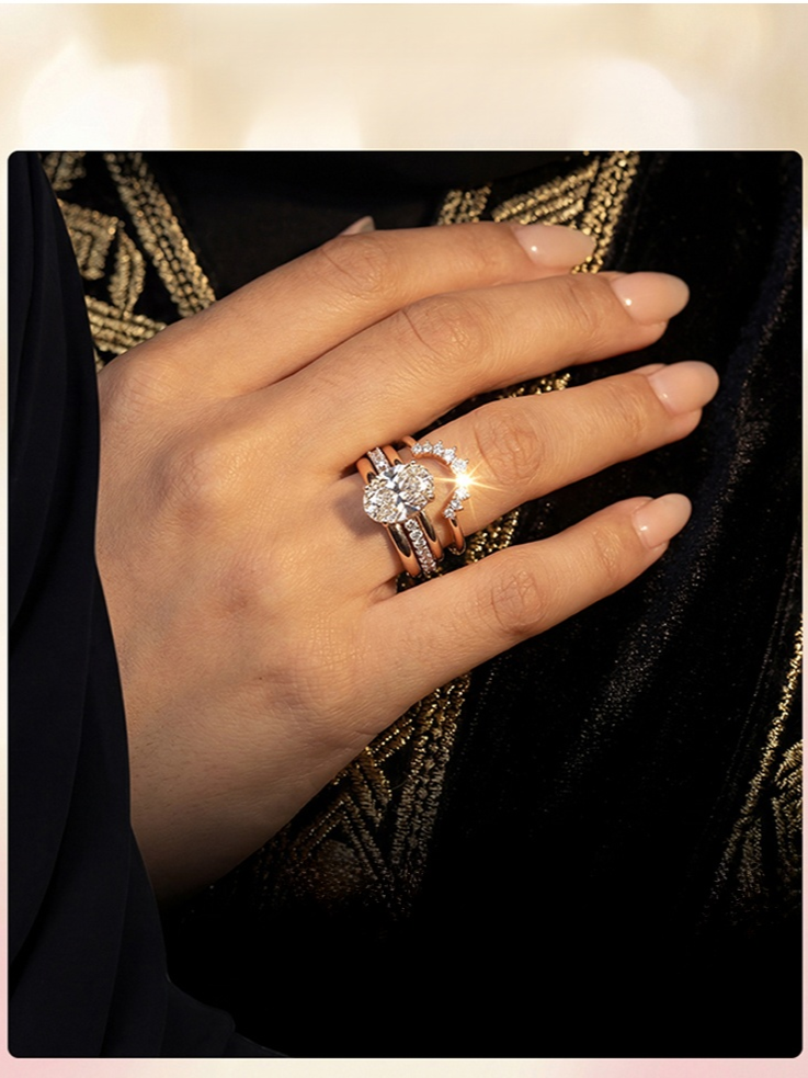 太陽花排鑽女戒指