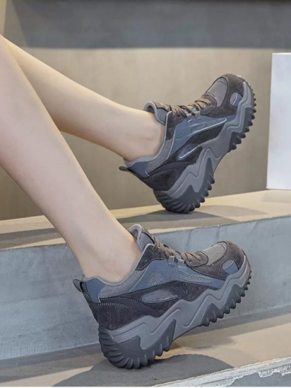 內增高7CM真皮老爹鞋女