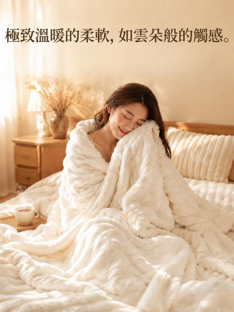 極地仿生兔絨蓄熱毯