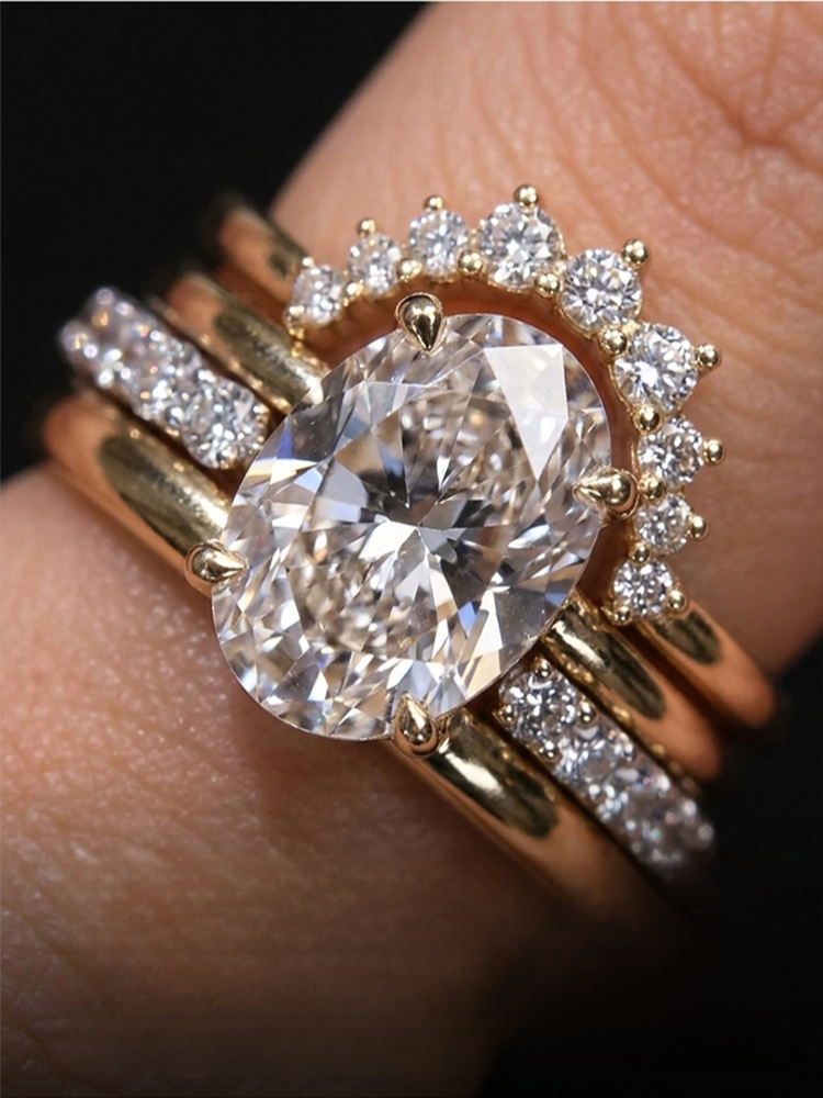 太陽花排鑽女戒指