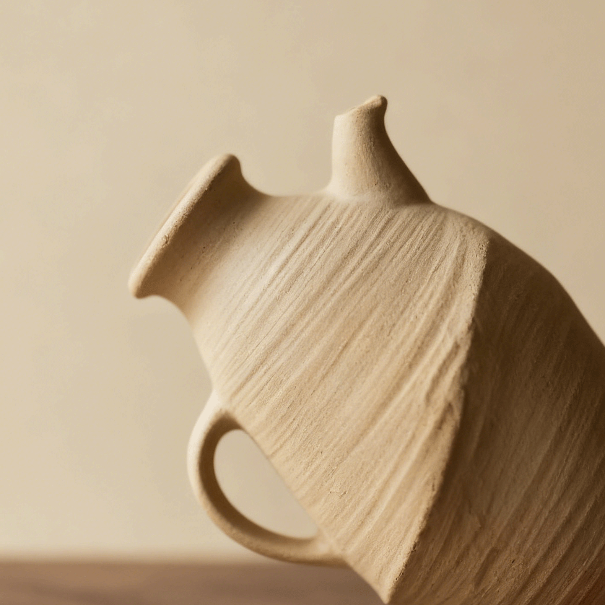 獨特茶壺造型泥土花瓶展示細節