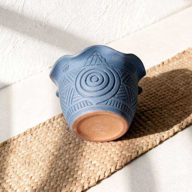 創意雕刻圓形陶瓷盆栽容器（4只）