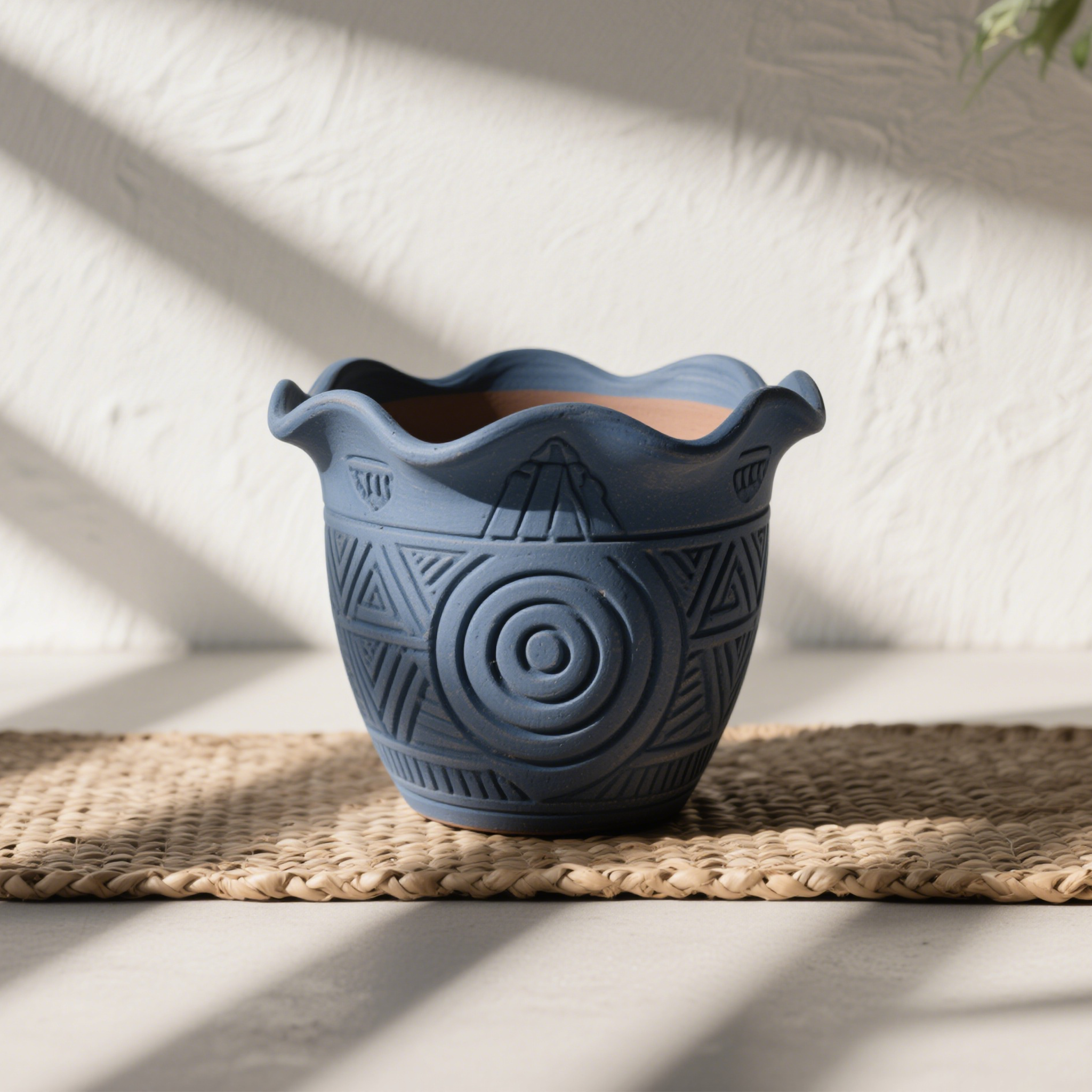 創意雕刻圓形陶瓷盆栽容器（4只）