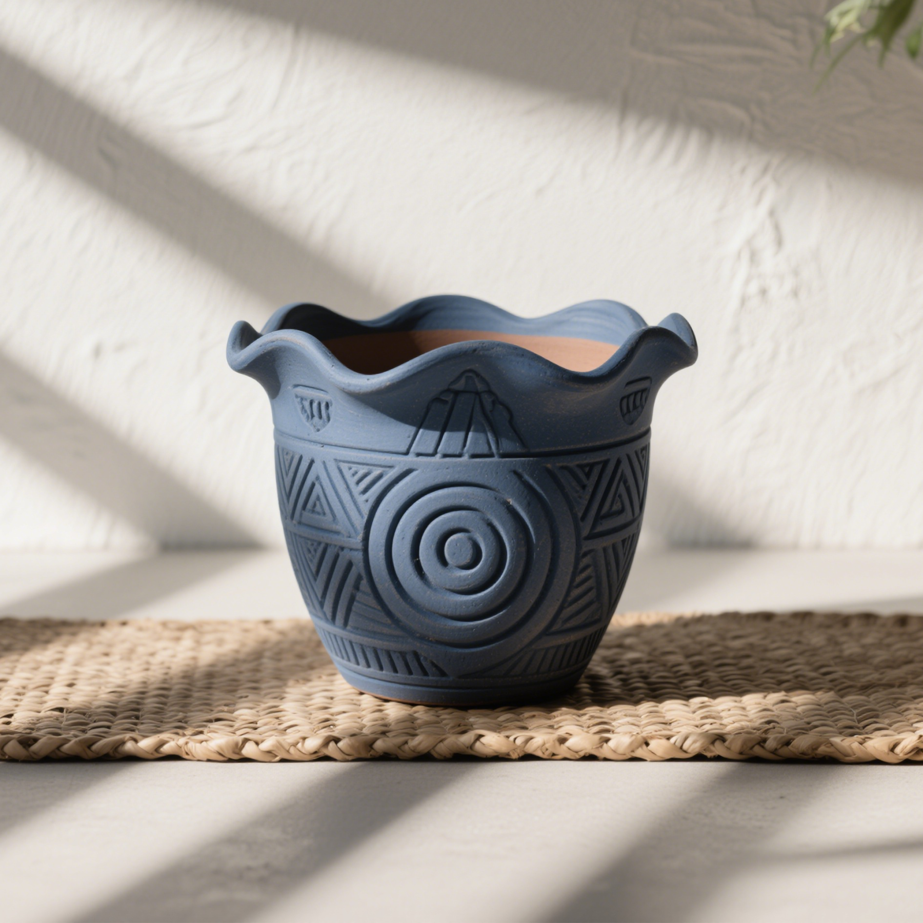 創意雕刻圓形陶瓷盆栽容器（4只）