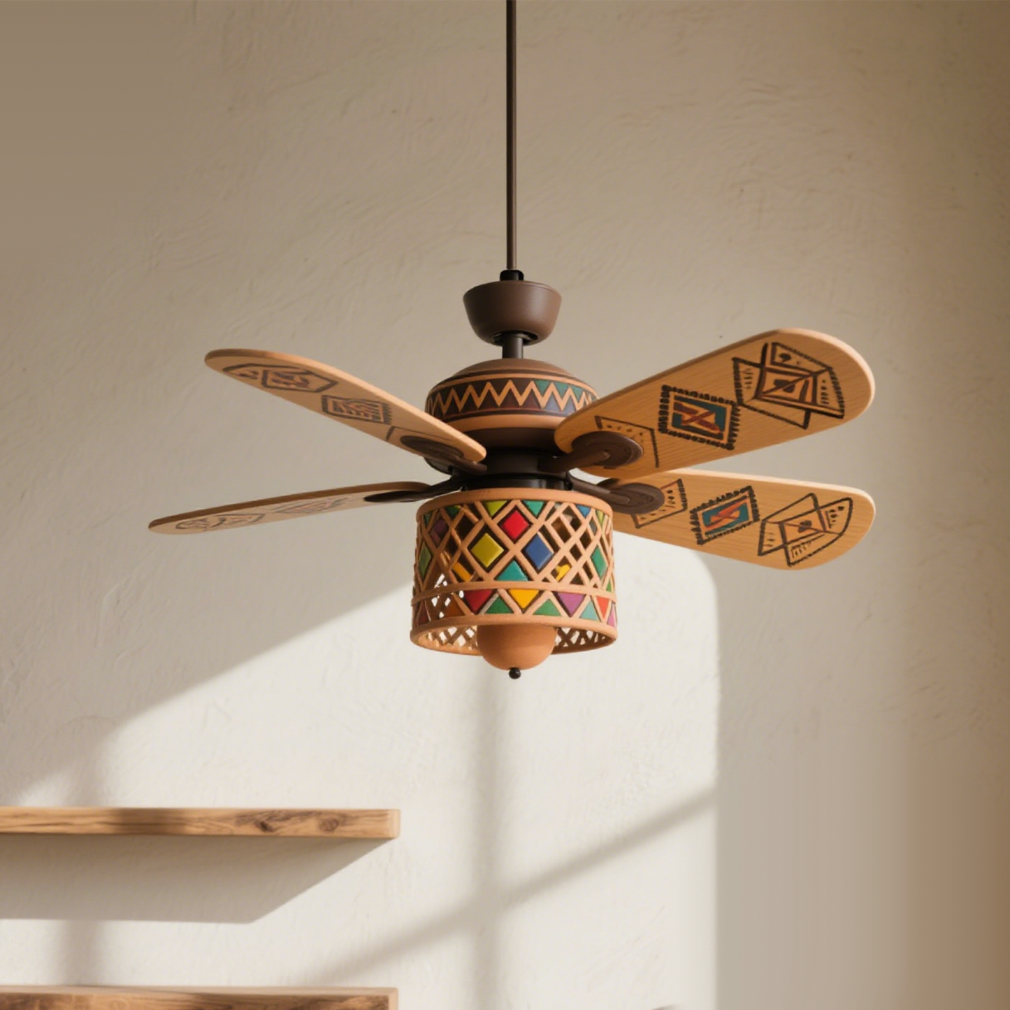 創意木質彩繪家用吊扇