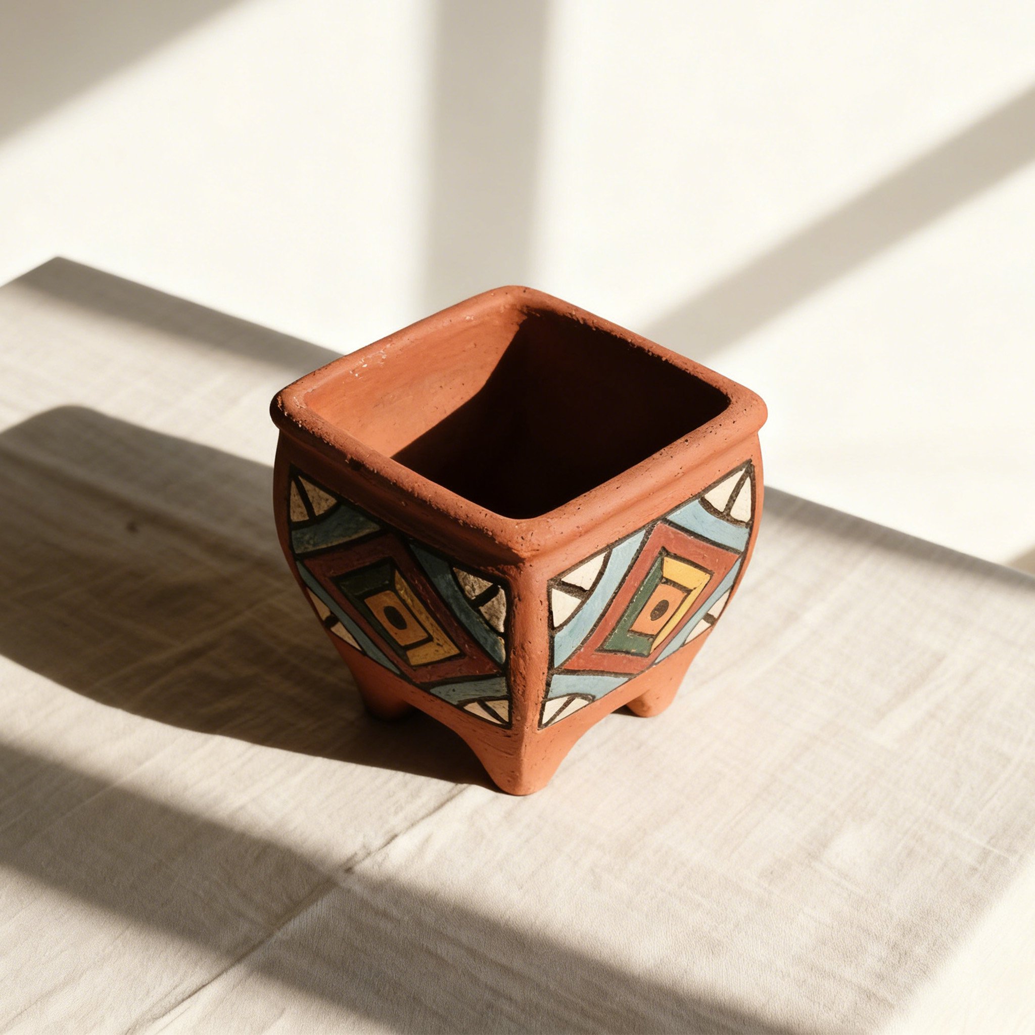 獨特手工彩繪陶瓷花盆細節特寫