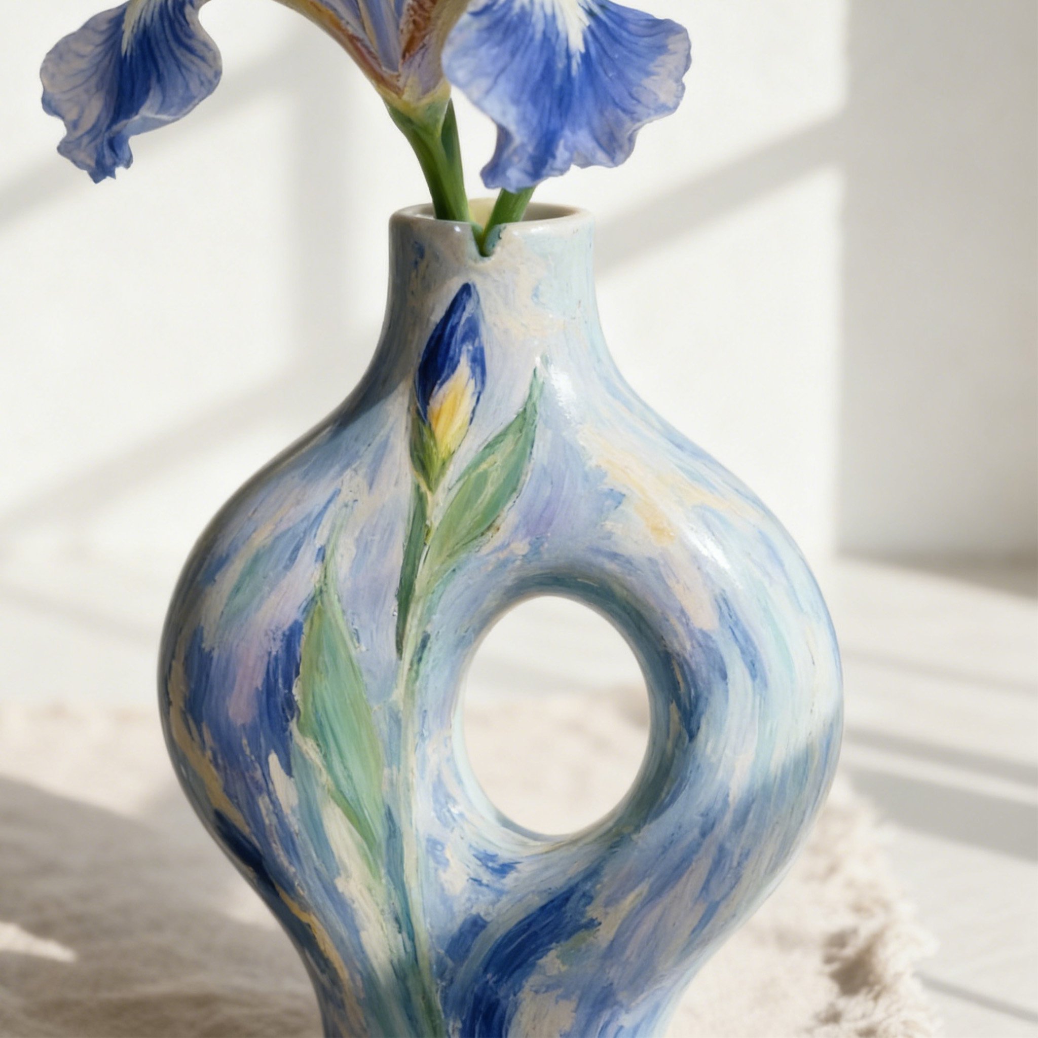 印象派藝術陶瓷花瓶三件組合全景展示