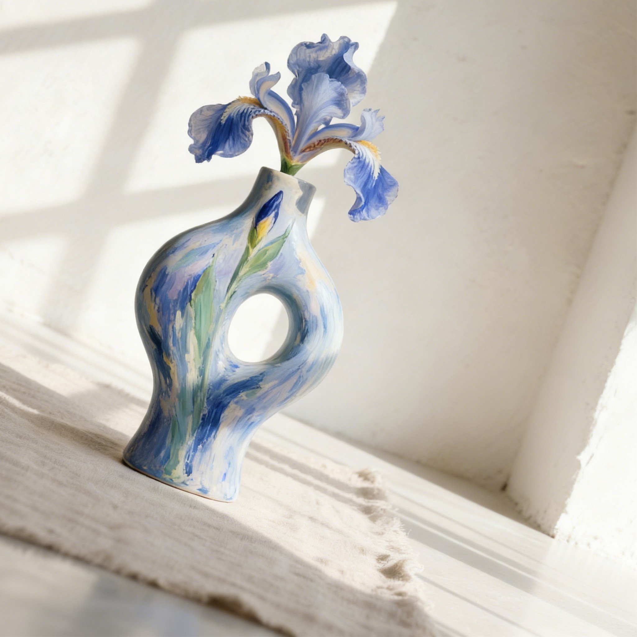 高質感印象派陶瓷花瓶細節特寫