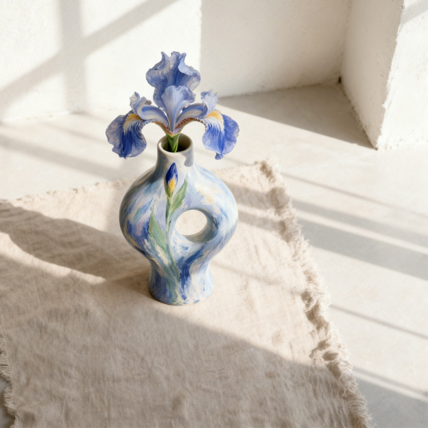 印象派藝術陶瓷花瓶三件組合