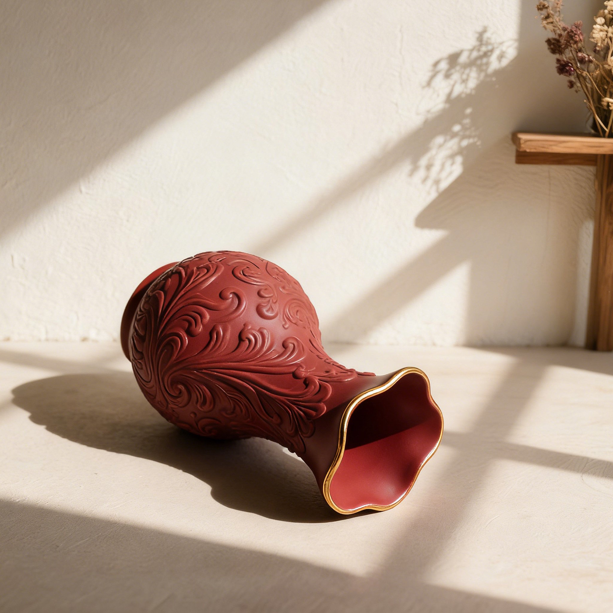 立體雕花陶瓷花瓶三只裝家居擺設