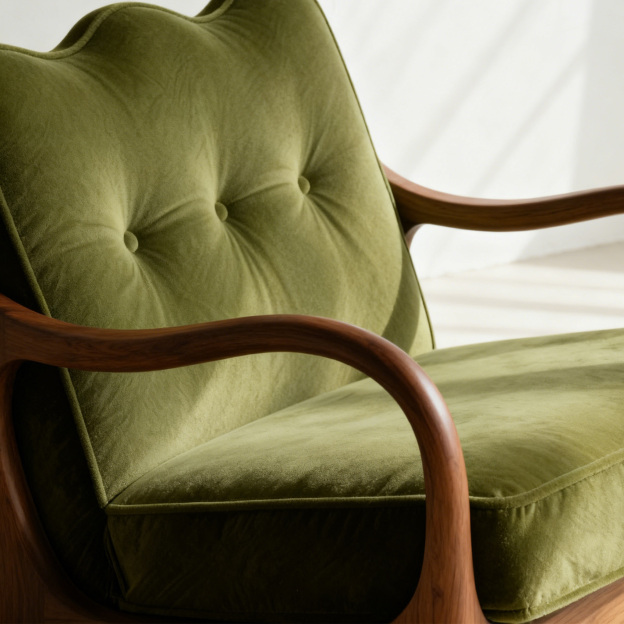 優雅桃花心木布藝椅