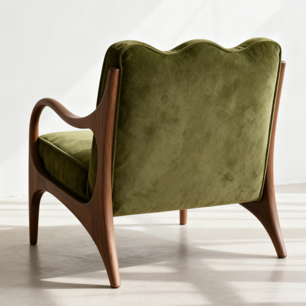 優雅桃花心木布藝椅