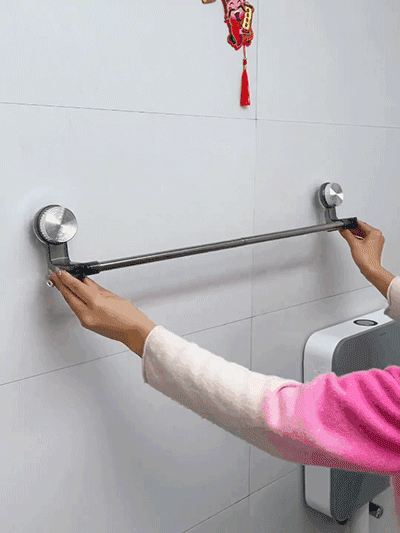 吸盤可伸縮多功能毛巾架