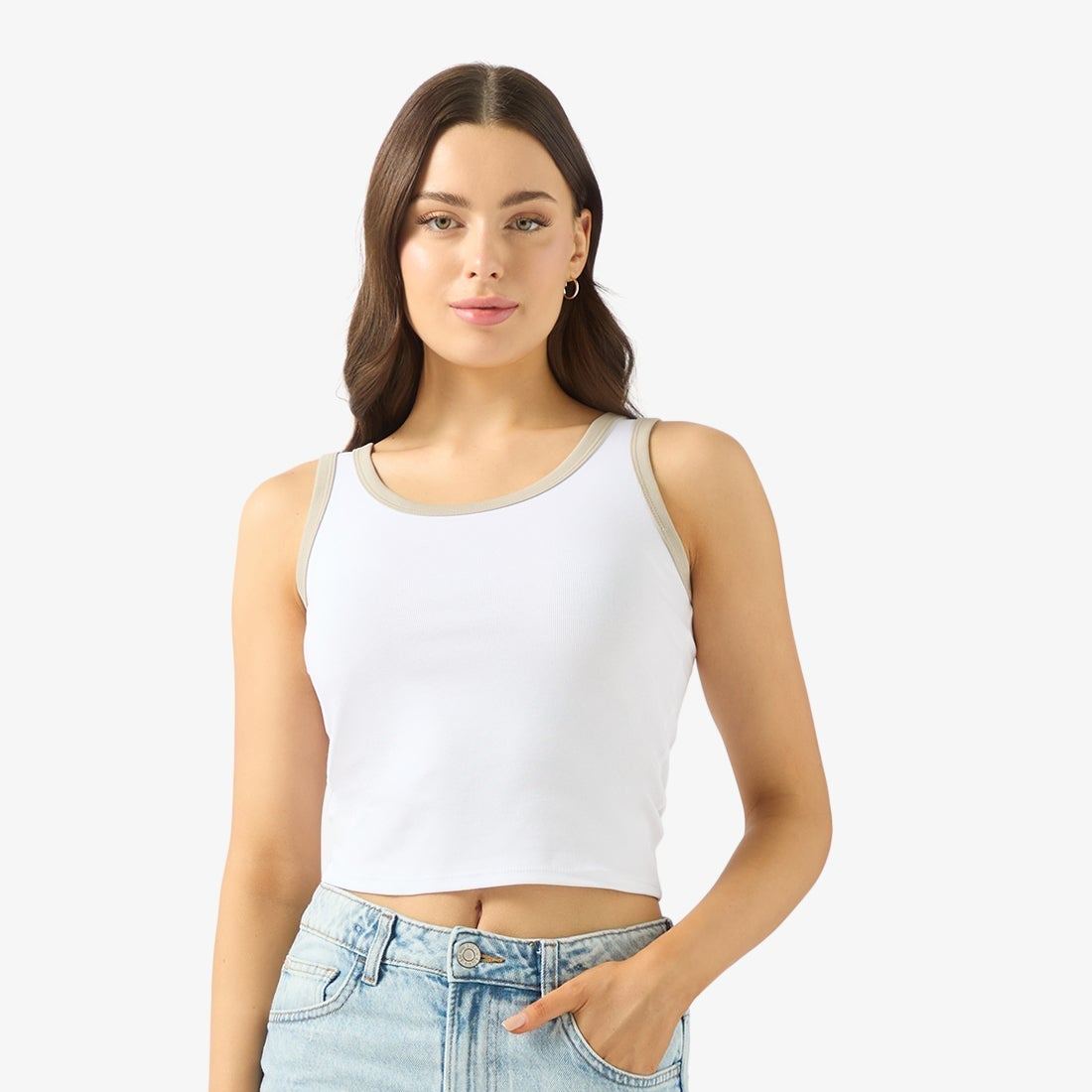 Womens Cotton Blend Tank Top Slim Fit Breathable Everyday Essential-ANTA Official Flagship Store