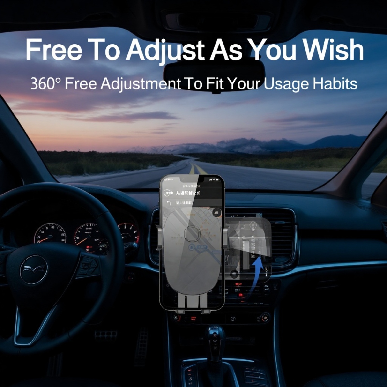 Hands-free driving with universal car phone holder