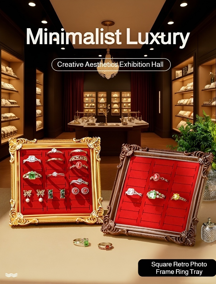 Vintage frame jewelry display stand showcasing necklaces