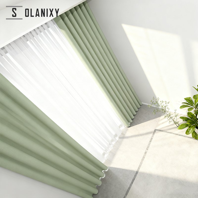 簡約風兩片式窗簾安裝效果圖