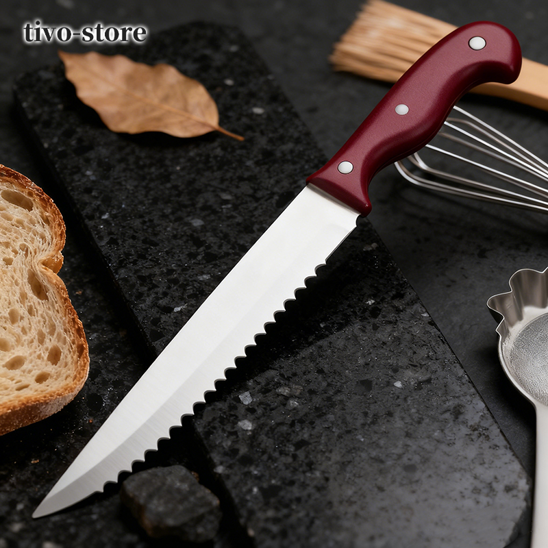 不銹鋼材質麵包刀細節特寫