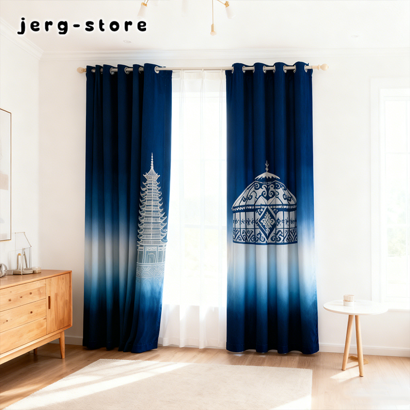 臥室使用加厚棉麻窗簾效果圖