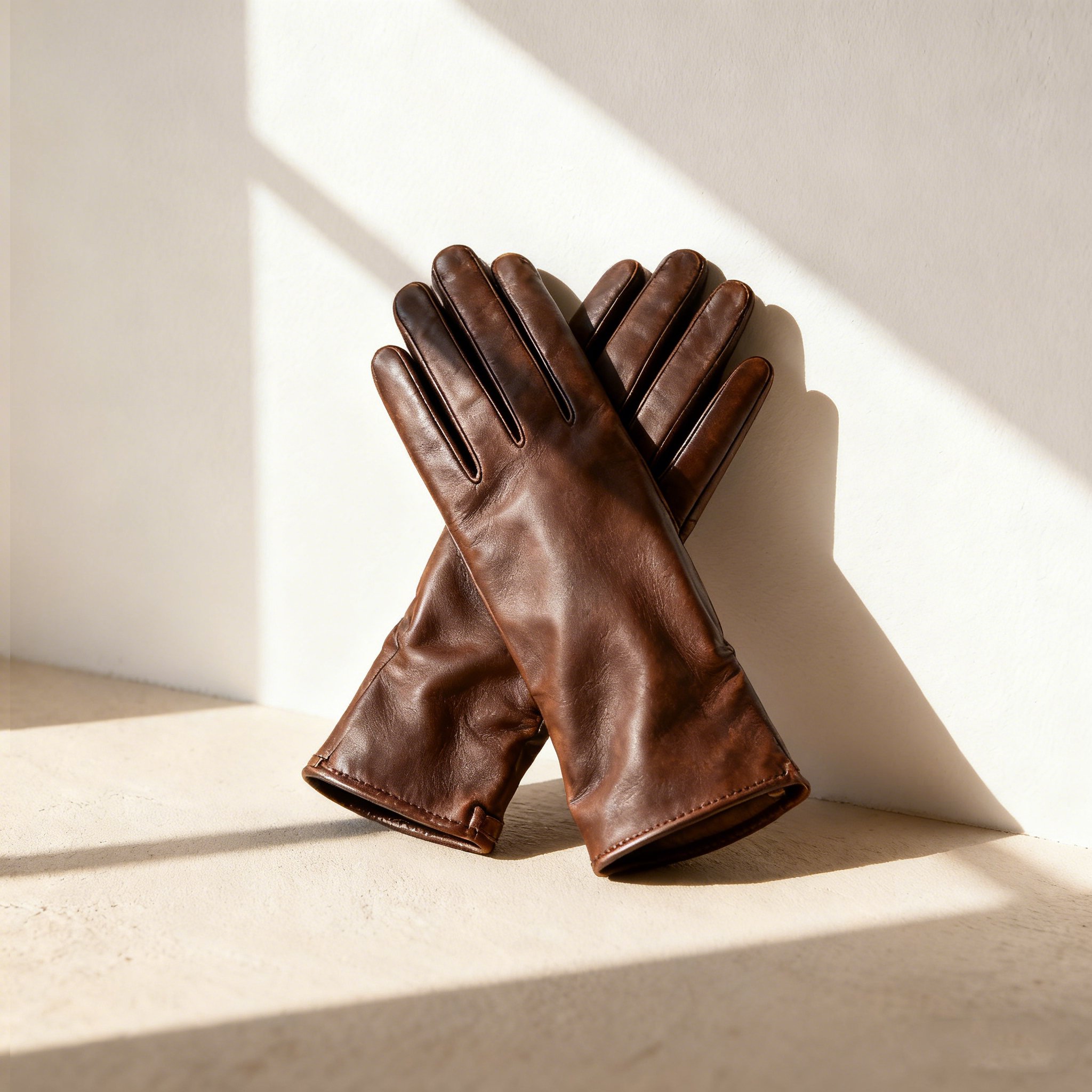 皮質暖冬手套細節特寫