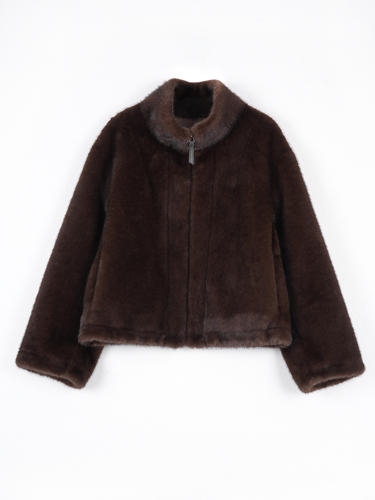 1326828 立领防水貂毛皮草