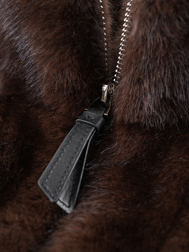 1326828 立领防水貂毛皮草