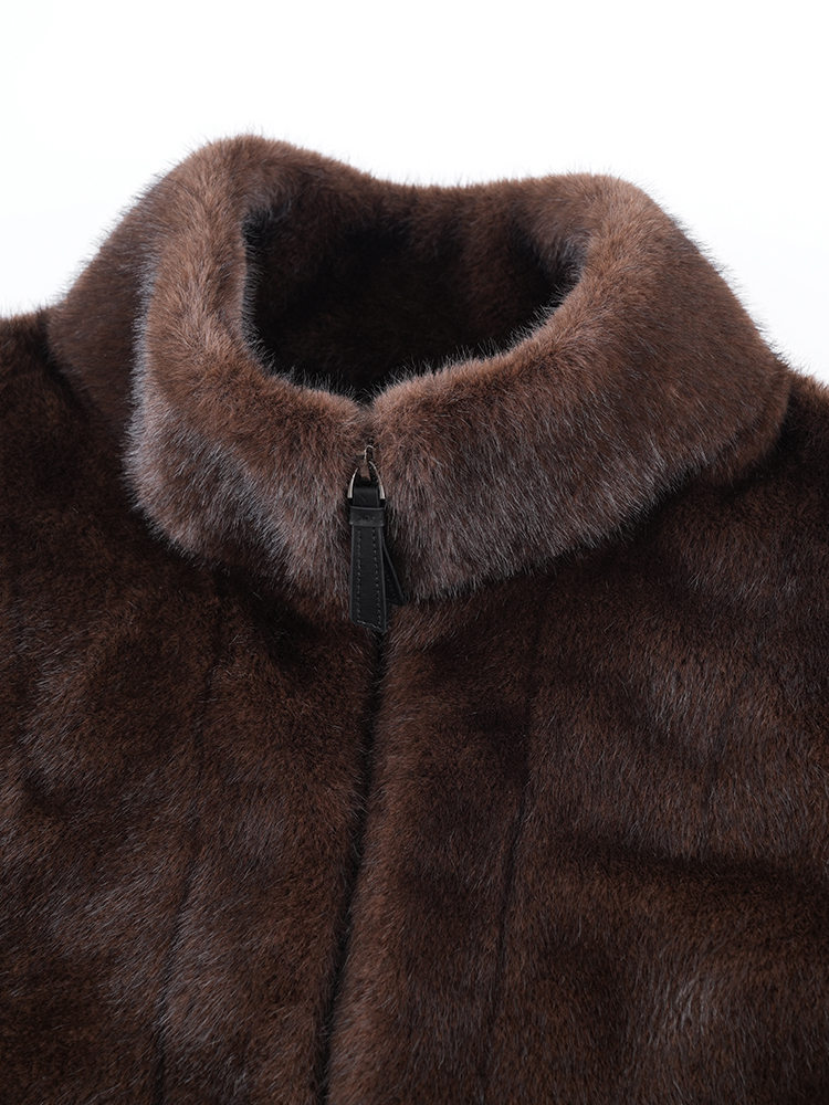 1326828 立领防水貂毛皮草