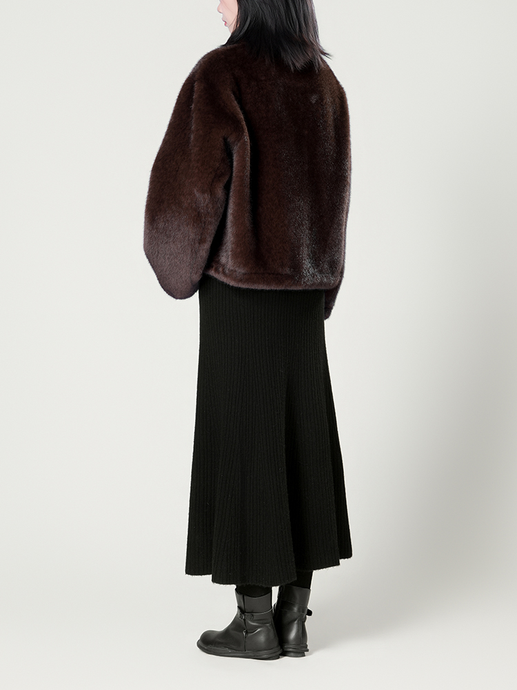 1326828 立领防水貂毛皮草