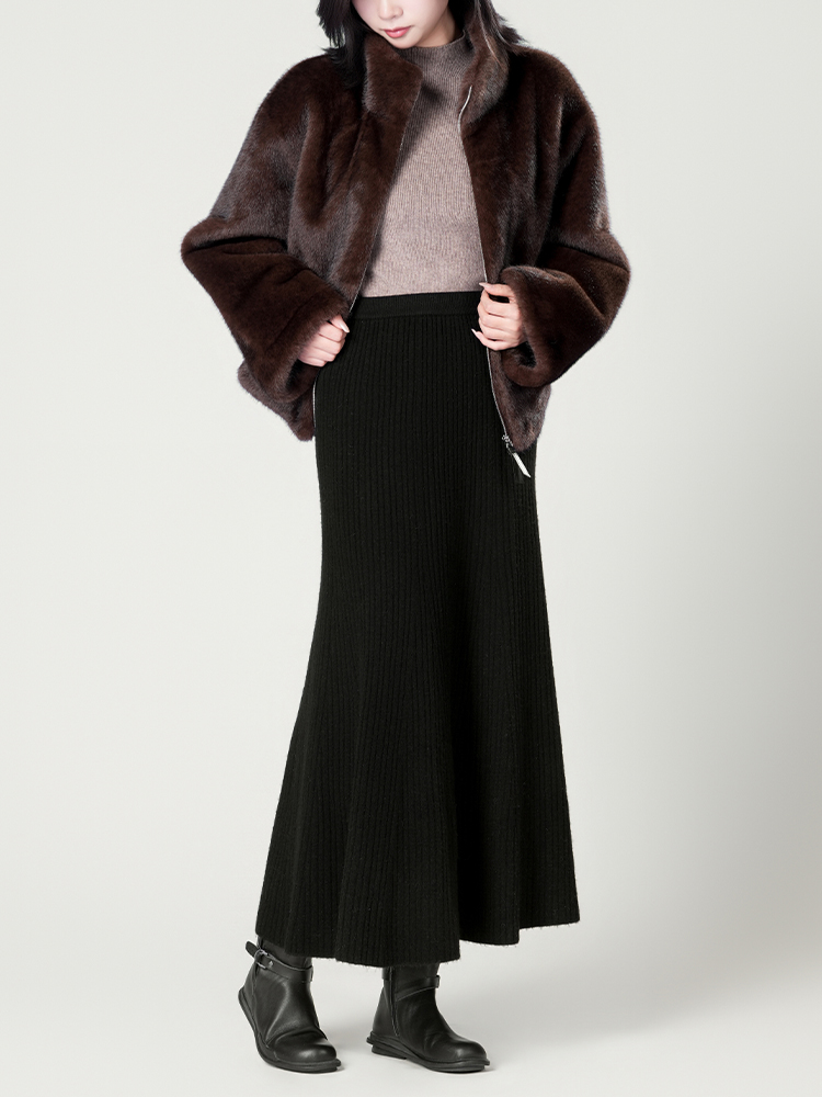 1326828 立领防水貂毛皮草