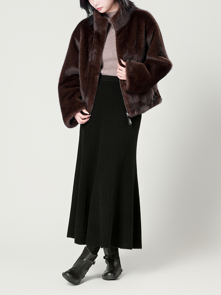 1326828 立领防水貂毛皮草