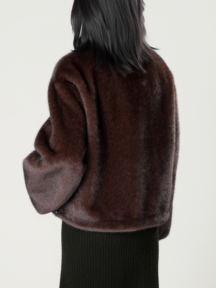 1326828 立领防水貂毛皮草